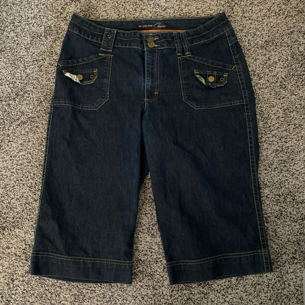 RIDERS Copper jeans juniors size 15 STRETCH dark blue capri style Denim Capris